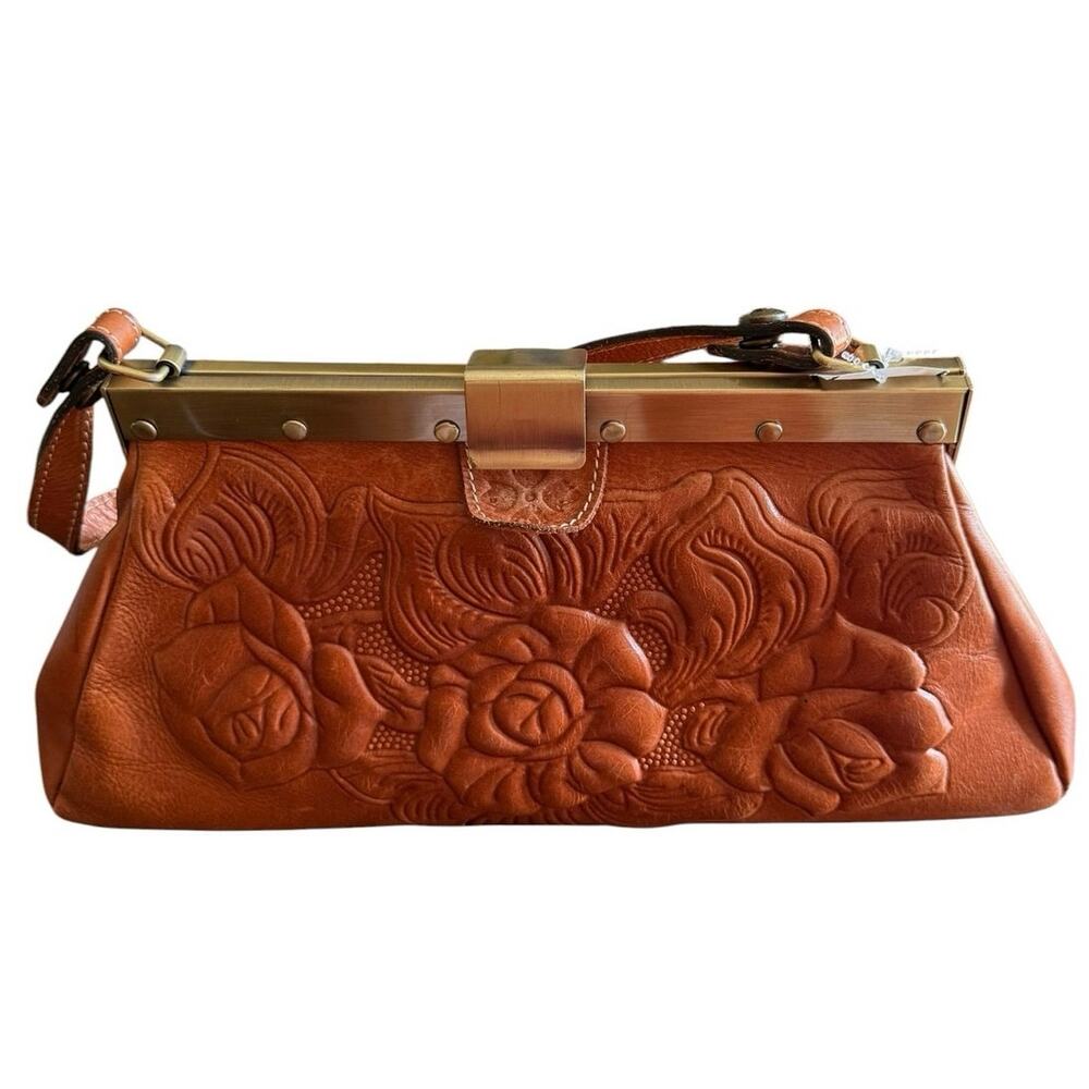 Patricia Nash Tooled Leather Frame Satchel – Floral Embossed